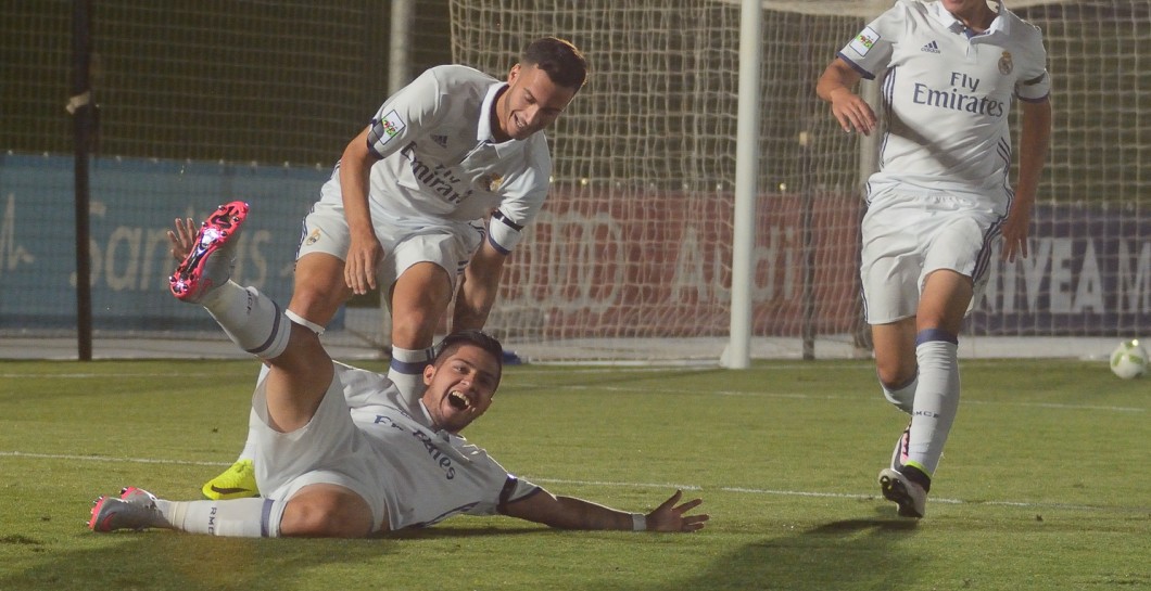 Diaz celebra un gol con el Castilla