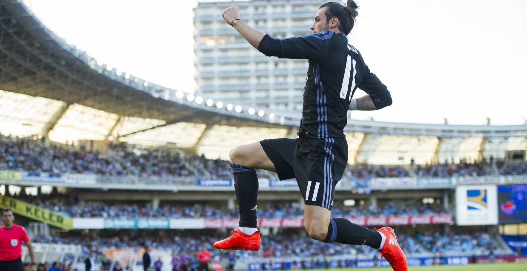 Bale celebra un gol en Anoeta