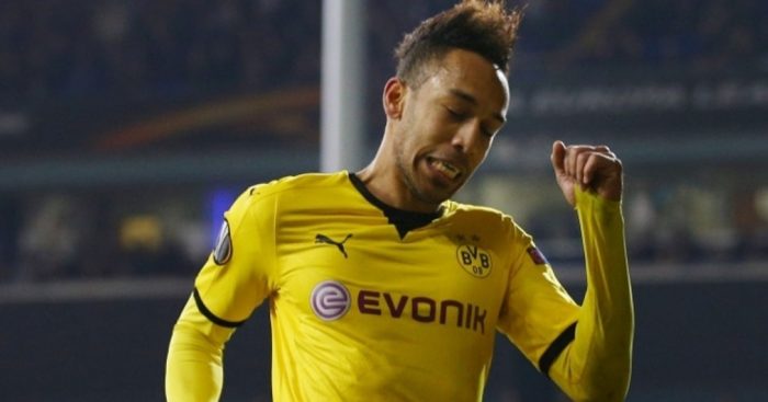 Aubameyang celebra un gol con el Dortmund