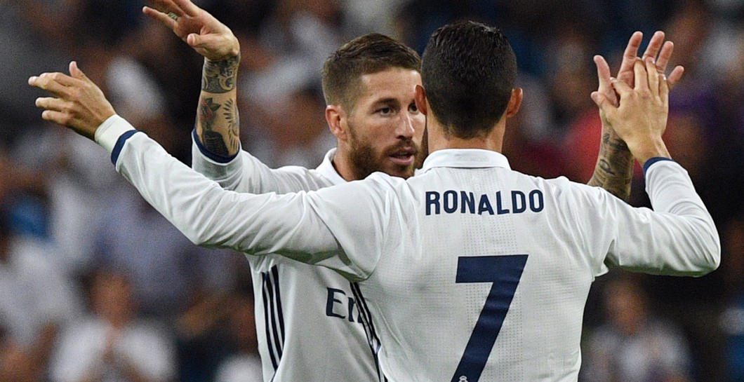 Ramos y Cristiano celebran un gol