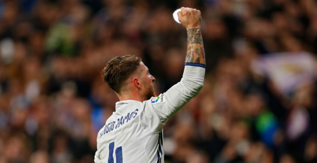 Ramos celebrando su gol al Deportivo de la Coruña