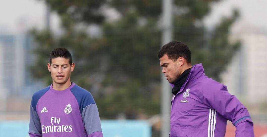 Pepe y James en un entrenamiento de esta temporada