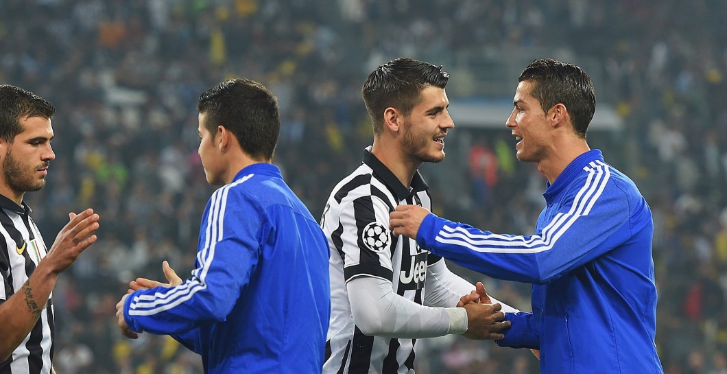 Morata saluda a Cristiano en el último Juventus-Real Madrid