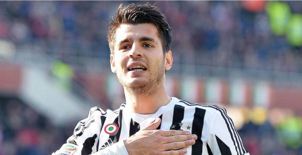 Morata celebra un tanto con la Juventus de Turín
