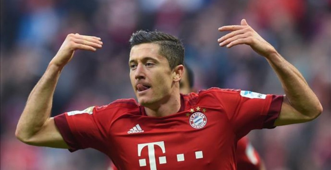 Lewandowski tras marcar un gol con el Bayern de Múnich
