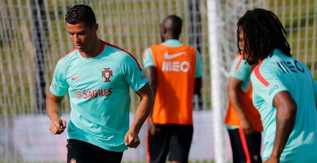 Cristiano en un entrenamiento con Portugal