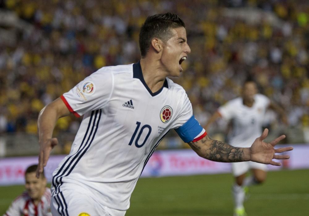 James celebró así su gol ante la selección Paraguaya