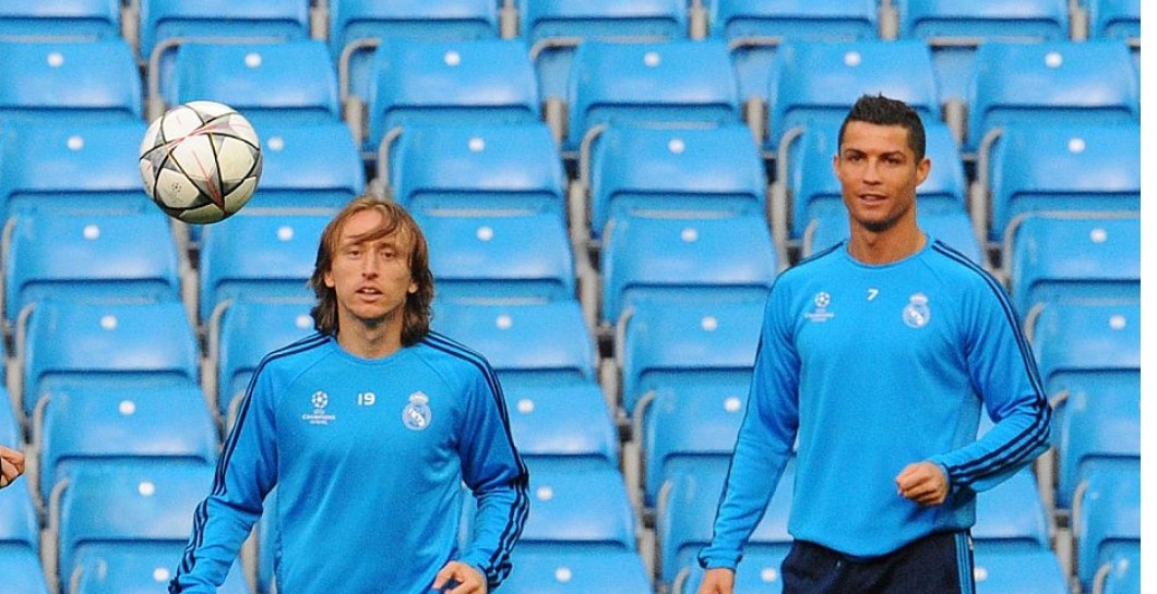 Modric y Cristiano en un entrenamiento