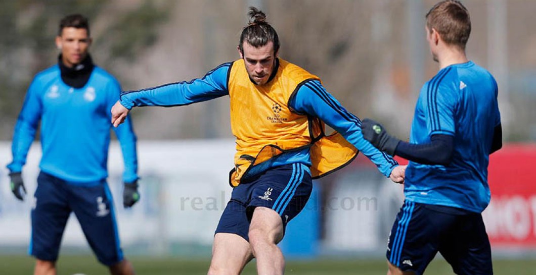 Gareth Bale en un entrenamiento de Champions