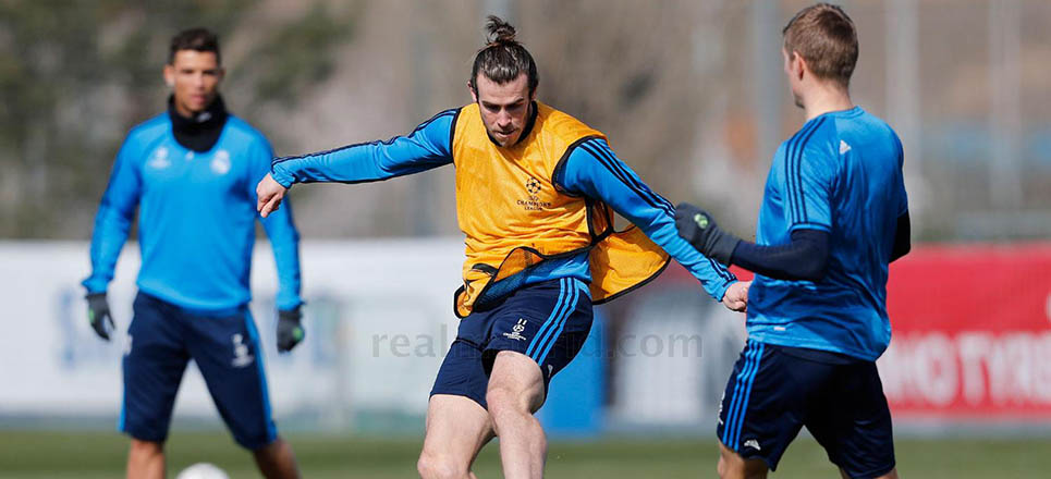 Gareth Bale en un entrenamiento de Champions