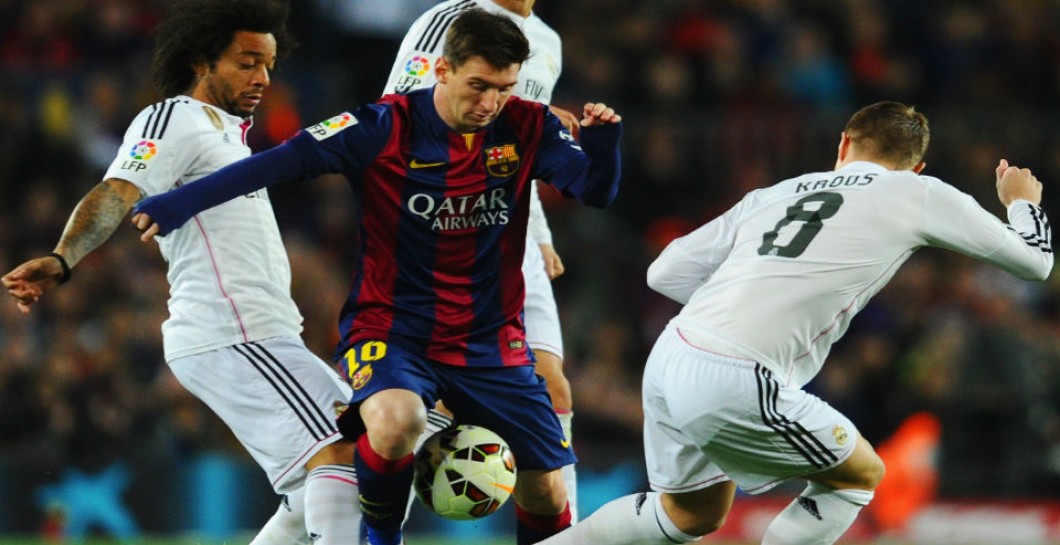 Marcelo y Kroos roban balón Messi