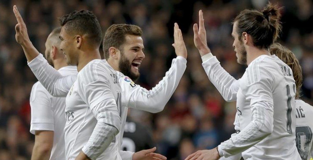 Jugadores del Madrid celebrando un gol