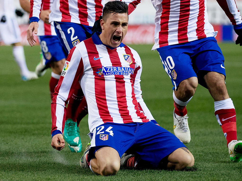 Giménez celebra un gol con el Atlético de Madrid