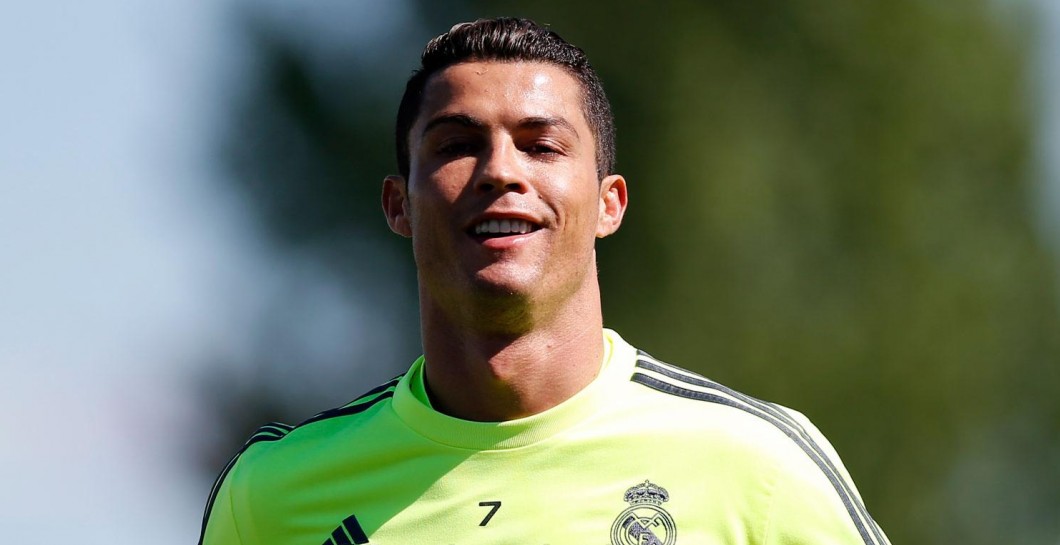 Cristiano Ronaldo en el entrenamiento del domingo