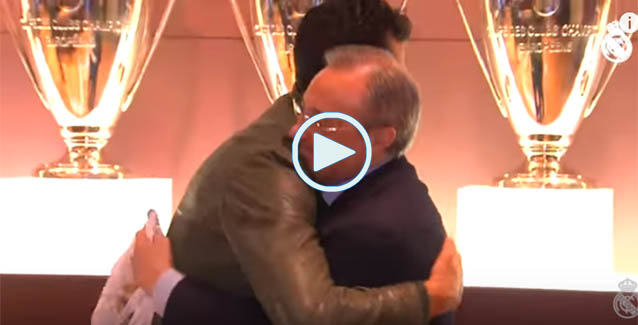 El abrazo entre Florentino y Álvaro Arbeloa