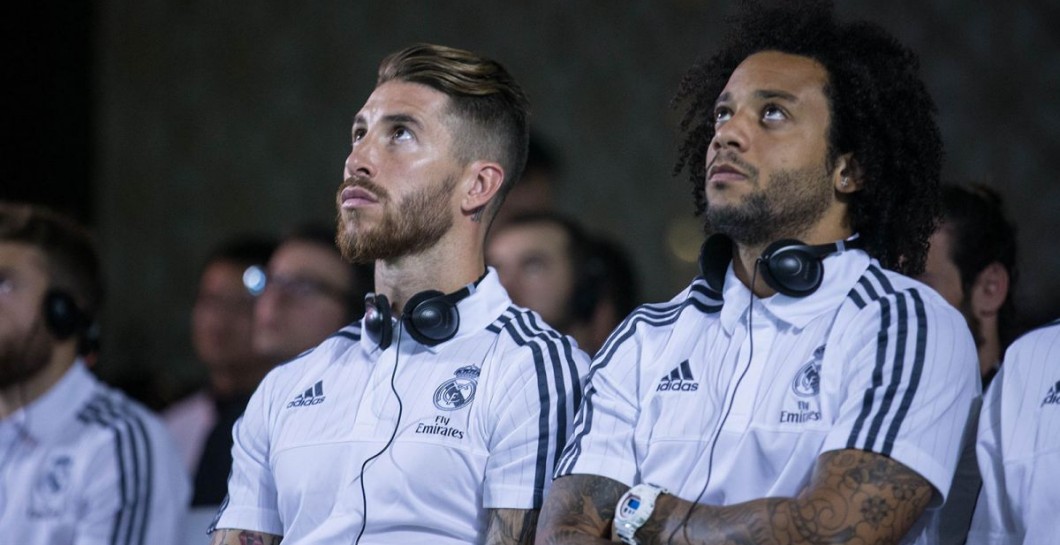Marcelo y Ramos durante un acto oficial del Real Madrid