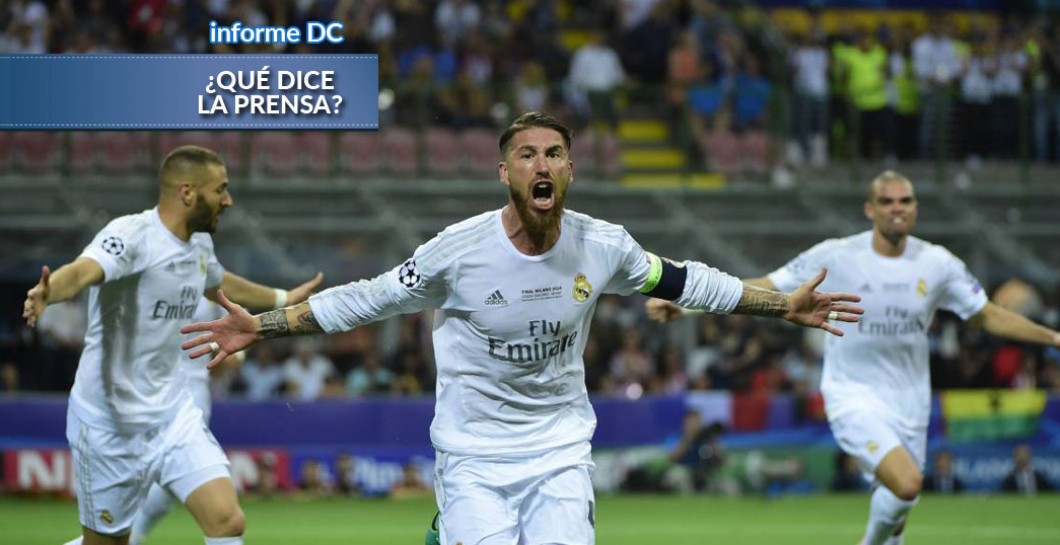 Sergio Ramos celebra su gol en Milán