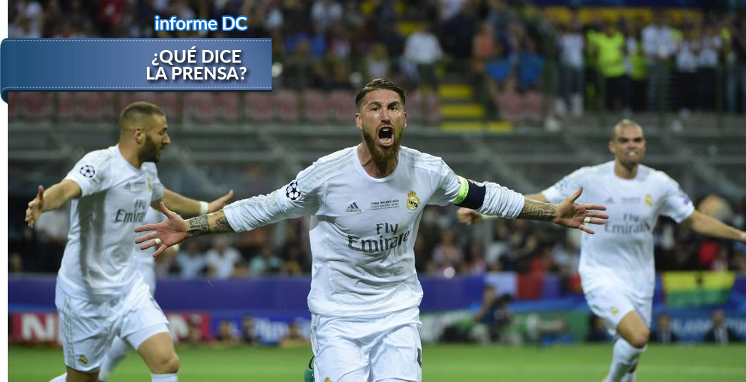 Sergio Ramos celebra su gol en Milán