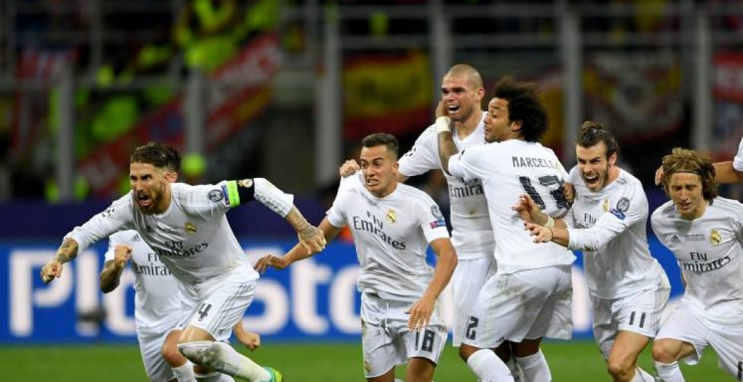 La reacción de los jugadores merengues tras el penalti de Cristiano Ronaldo