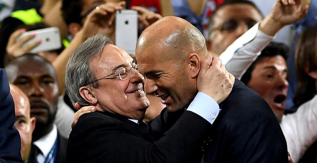 Florentino abrazó a Zidane tras conquistar la 'Undécima'