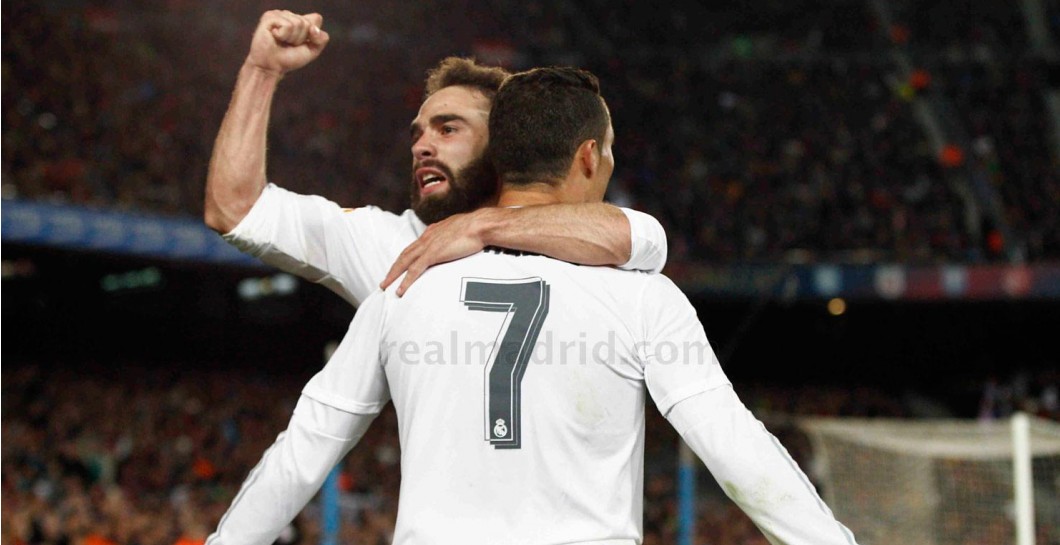 Carvajal y Cristiano celebran un gol