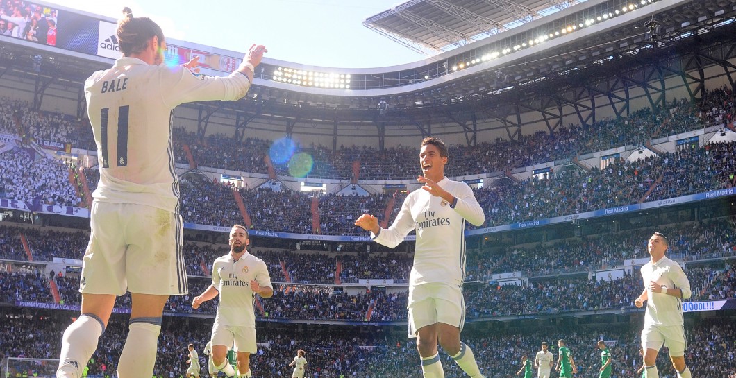 Bale celebra un gol en el Bernabéu