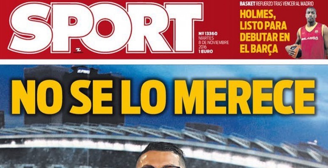 La portada de 'Sport' atacando a Cristiano