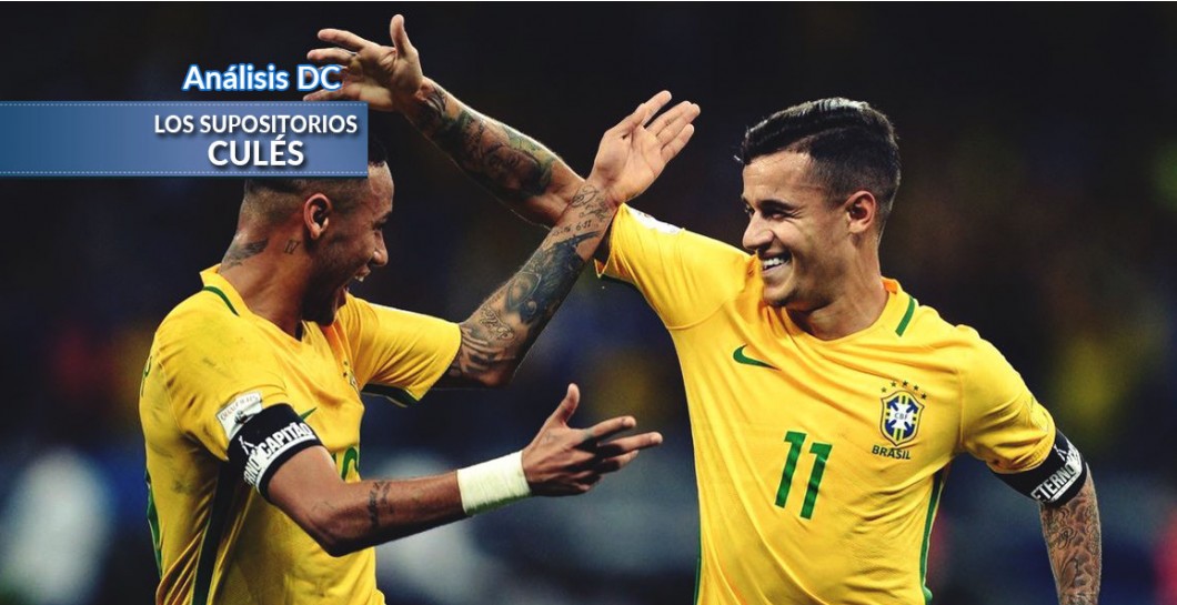 Neymar y Coutinho se abrazan con la selección brasileña
