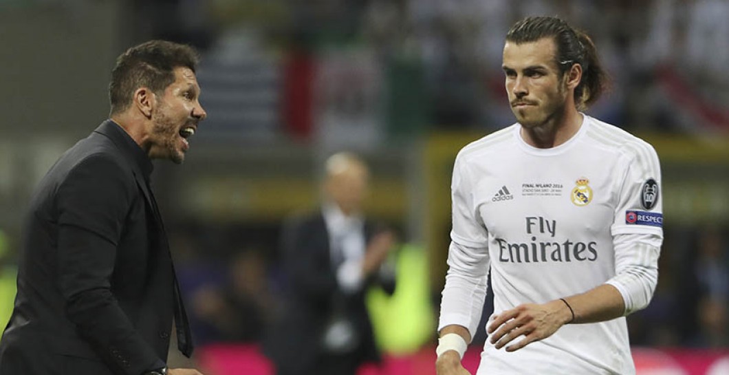 Bale y Simeone en la final de la Champions de Milán