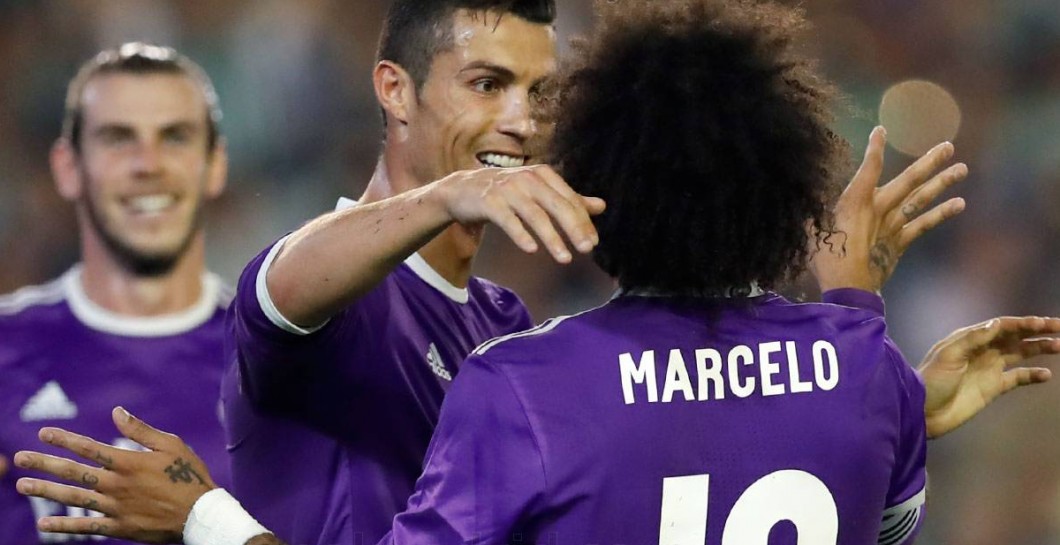 Marcelo en un partido con el Madrid