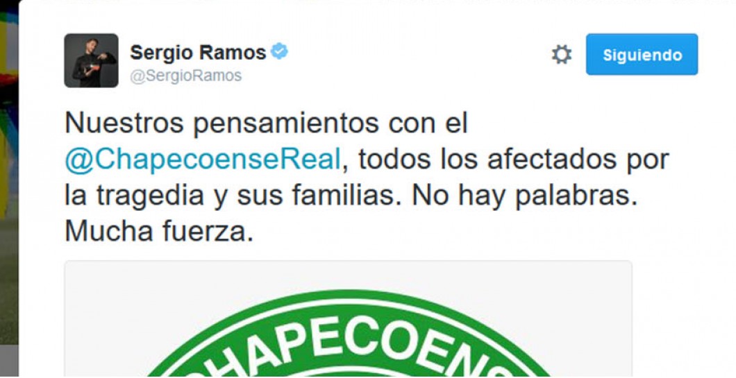Mensaje de Ramos por el accidente del Chapecoense