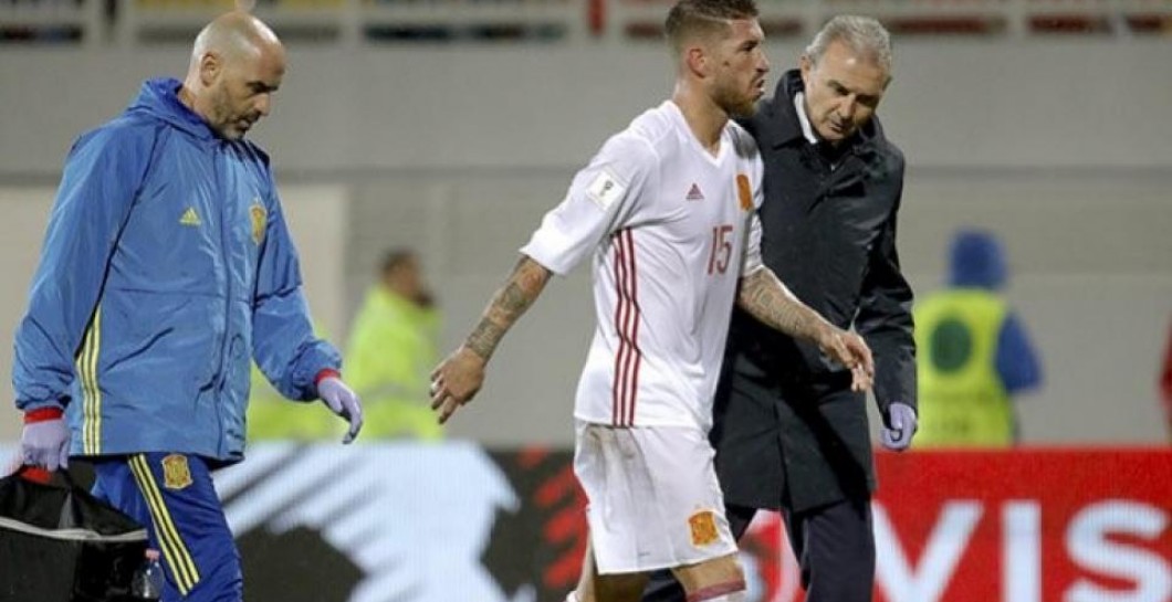 Sergio Ramos tras lesionarse ante Albania