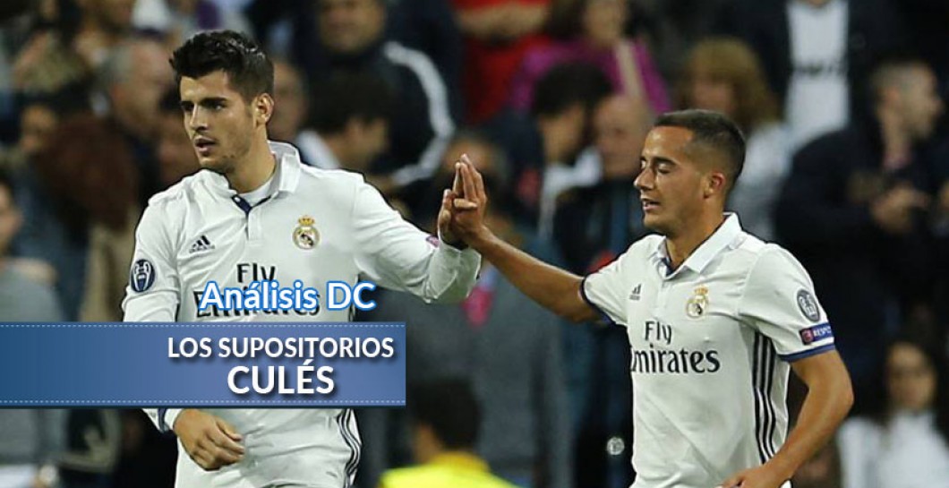 Morata y Lucas Vázquez celebran un gol en la Champions League