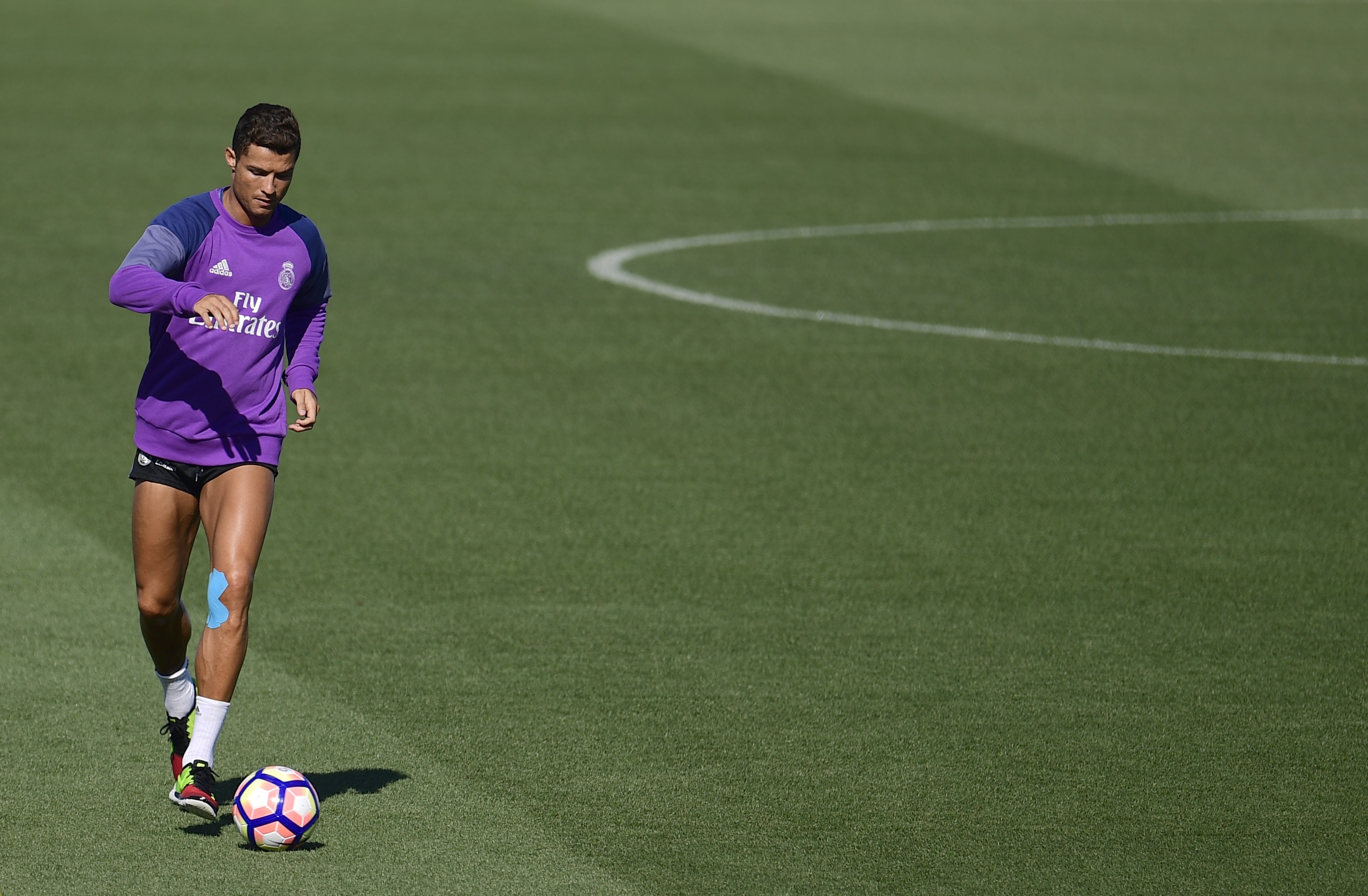 Cristiano en un entrenamiento con el Madrid