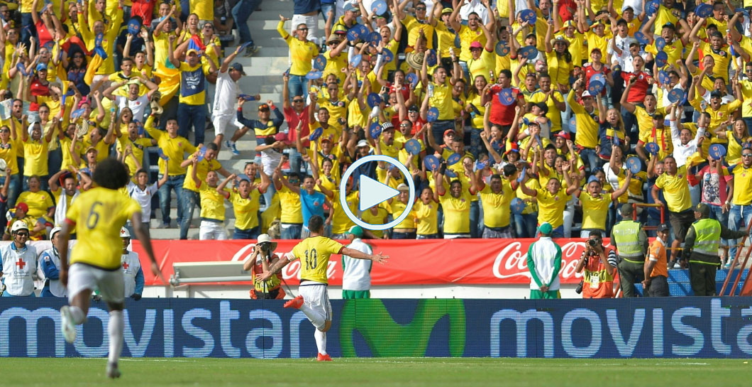 James celebra su gol ante Venezuela