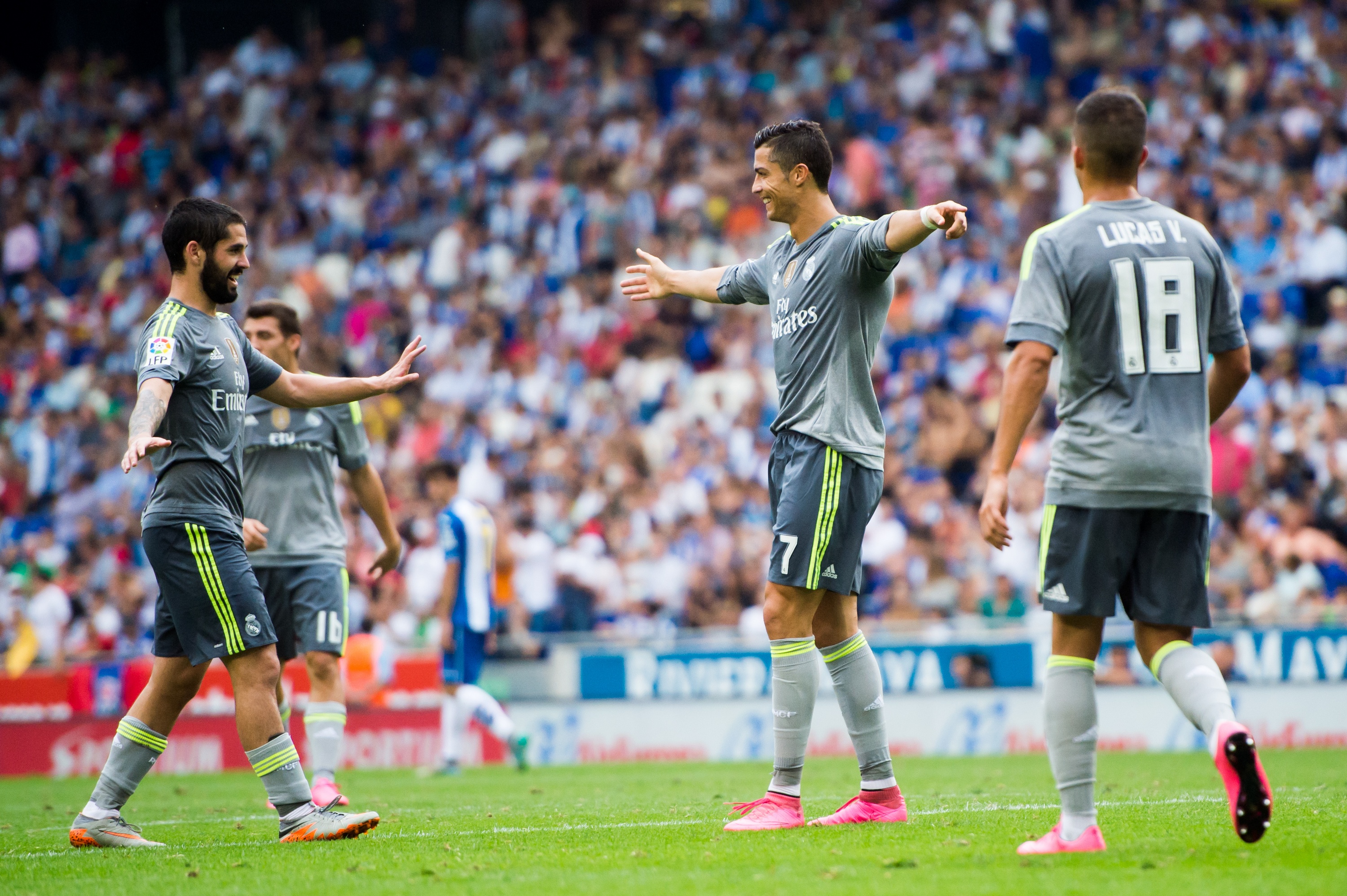 Cristiano celebra un gol contra el Espanyol