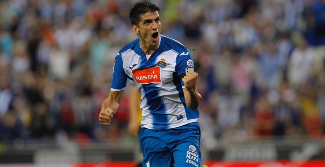 Gerard Moreno celebra un gol con el Espanyol