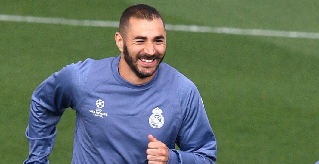 Karim Benzema durante un entrenamiento