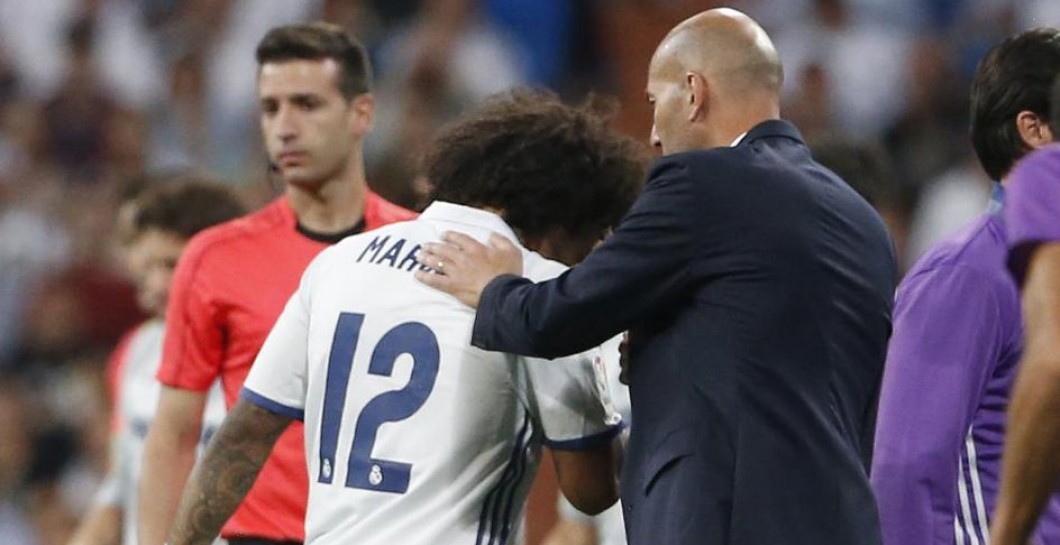 Zidane consoló a Marcelo tras su lesión