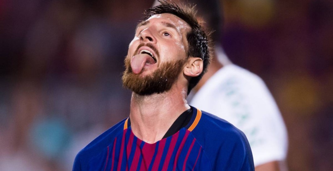 Leo Messi con la lengua fuera