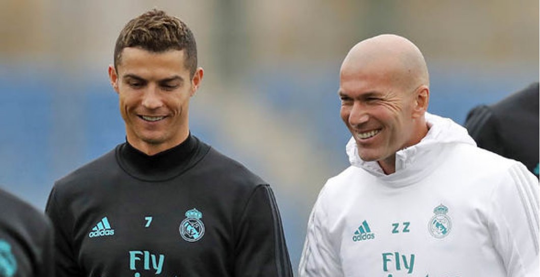 Zidane con Cristiano Ronaldo en Valdebebas