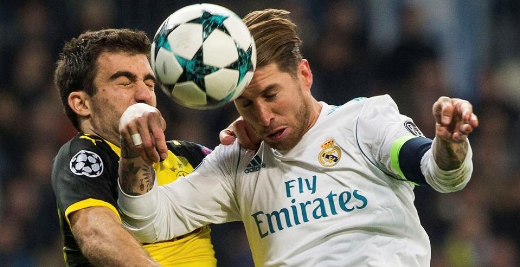 Sergio Ramos jugó sin máscara ante el Borussia Dortmund