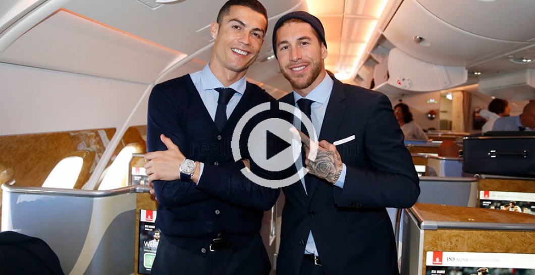 Cristiano Ronaldo y Sergio Ramos antes de viajar a Abu Dabi