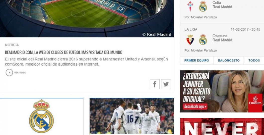 Web del Real Madrid