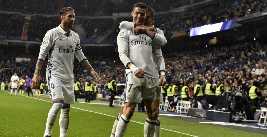 Cristiano celebra un gol en el Bernabéu