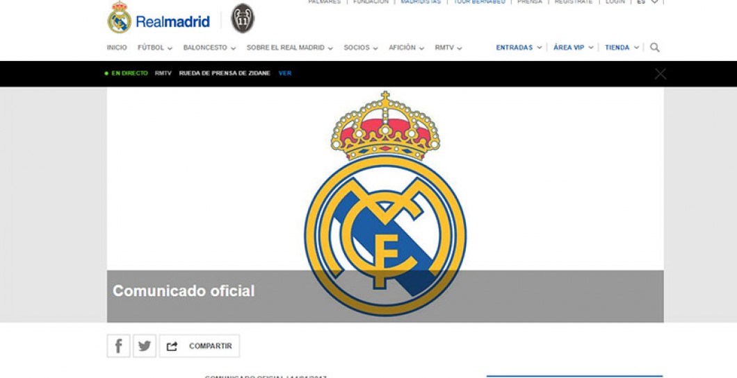 El comunicado del Real Madrid sobre lo ocurrido con Ramos