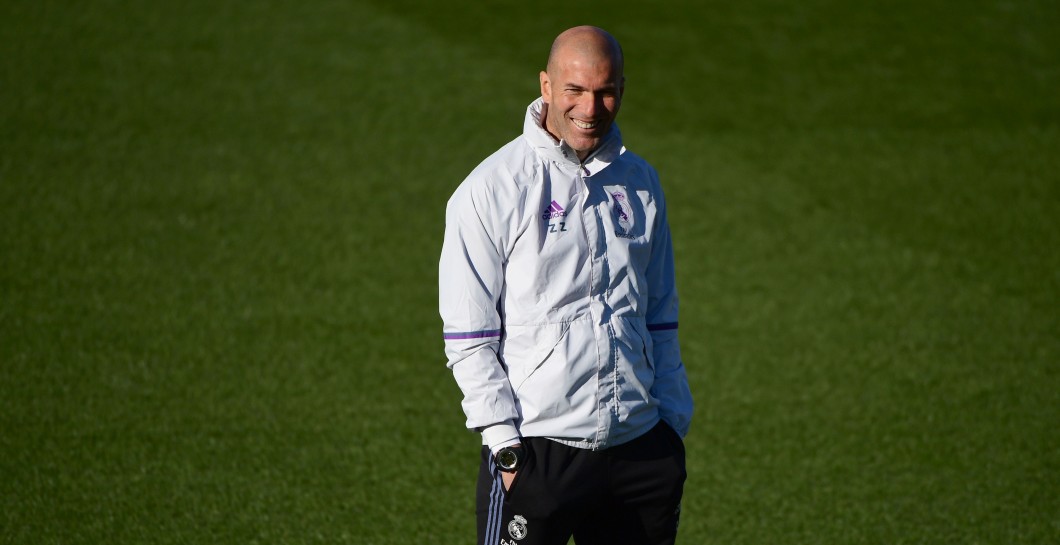 Zidane en un entrenamiento del Madrid