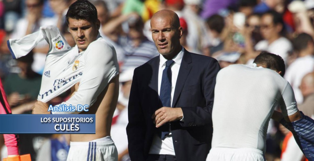 Morata y Zidane antes de un cambio