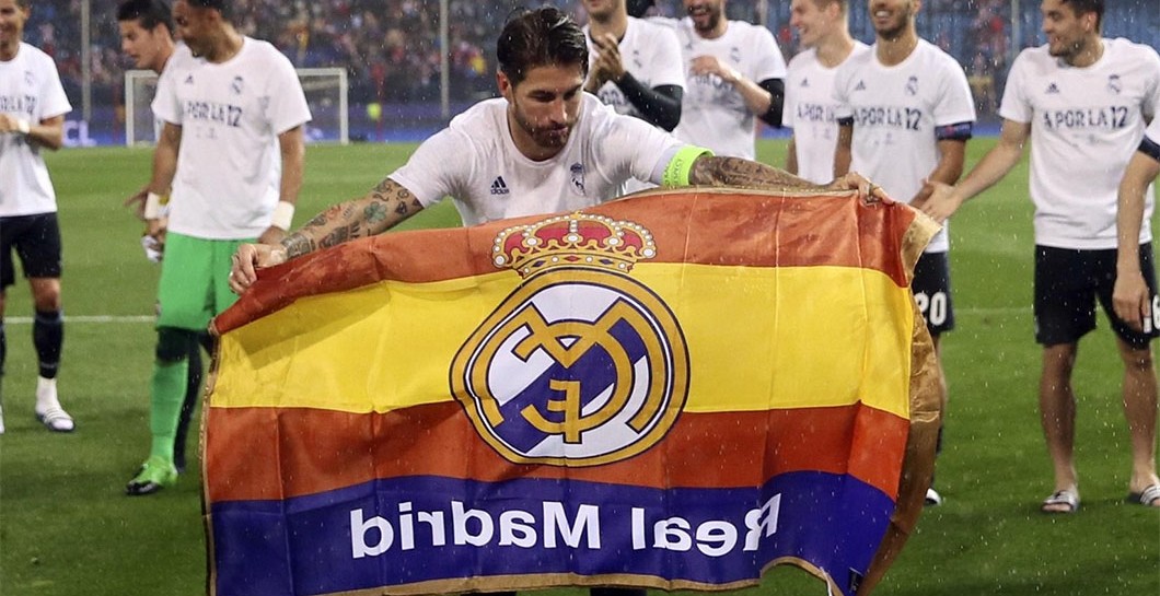 Sergio Ramos, bandera, Real Madrid, España
