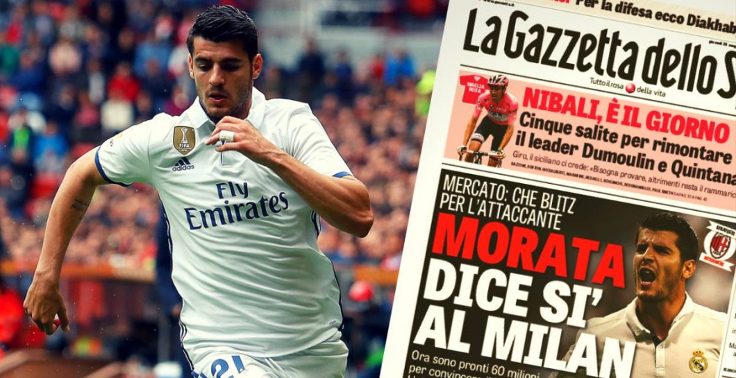 Morata y portada La Gazzetta